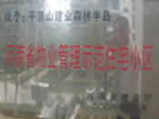 2008年12月17日，平頂山森林半島被 評為"河南省物業(yè)管理示范住宅小區(qū)"榮譽稱號。